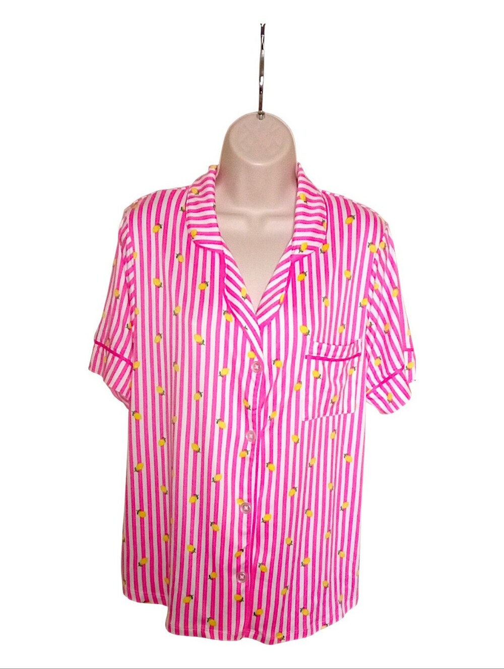 New Room Service Shirt Only Size Medium NWOT Stripes Lemons Pink White